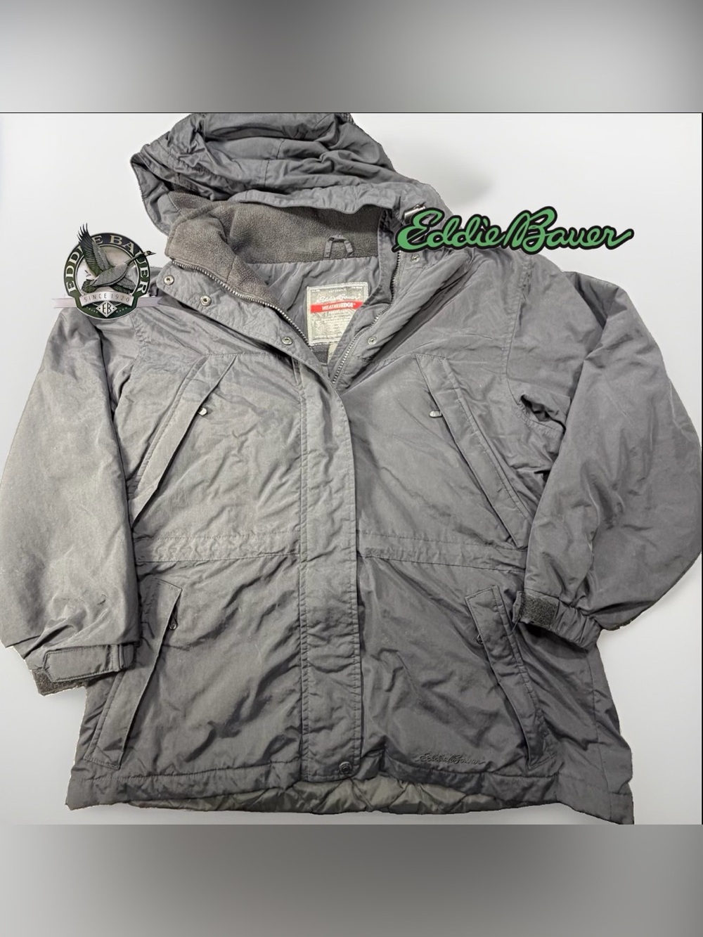 Eddie Bauer WeatherEdge Womens LP Black Parka Thinsulate 21.5" P2P 27L